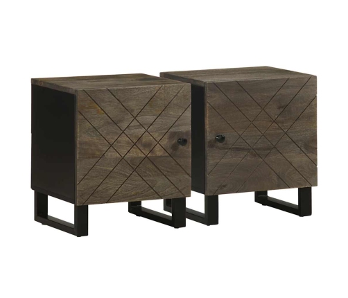 Mesitas de noche 2 uds madera maciza de mango negro 40x33x46 cm