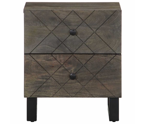 Mesita de noche de madera maciza de mango negra 40x33x46 cm