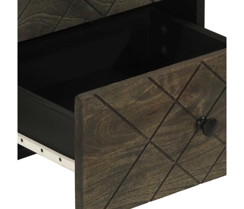 Mesita de noche de madera maciza de mango negra 40x33x46 cm