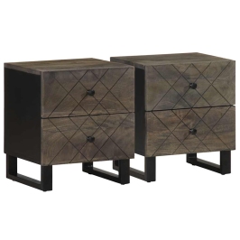 Mesitas de noche 2 uds madera maciza de mango negro 40x33x46 cm