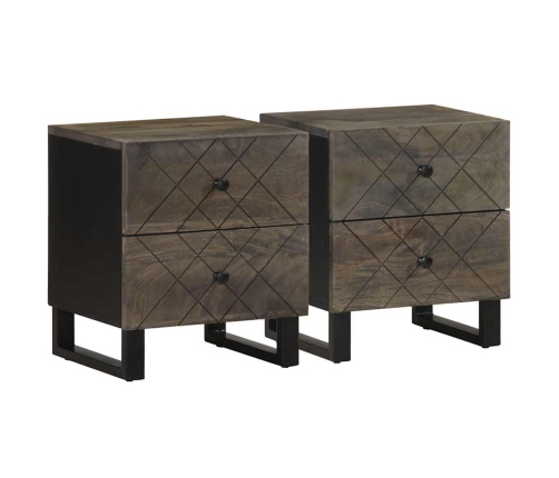 Mesitas de noche 2 uds madera maciza de mango negro 40x33x46 cm