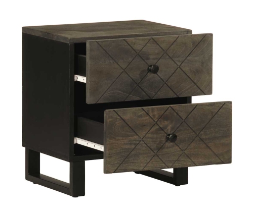 Mesitas de noche 2 uds madera maciza de mango negro 40x33x46 cm