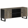 Mueble de TV madera maciza de mango negro 105x33x46 cm