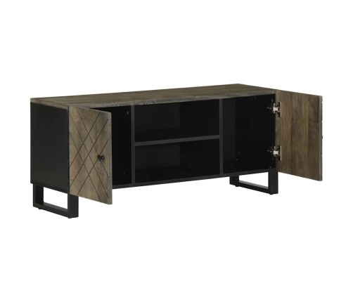 Mueble de TV madera maciza de mango negro 105x33x46 cm