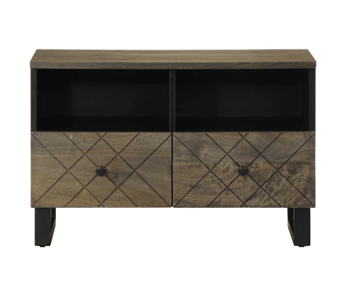 Mueble de TV madera maciza de mango negro 70x33x46 cm