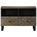 Mueble de TV madera maciza de mango negro 70x33x46 cm