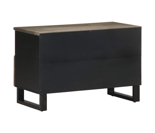 Mueble de TV madera maciza de mango negro 70x33x46 cm