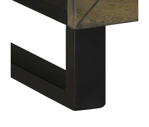 Mueble de TV madera maciza de mango negro 70x33x46 cm