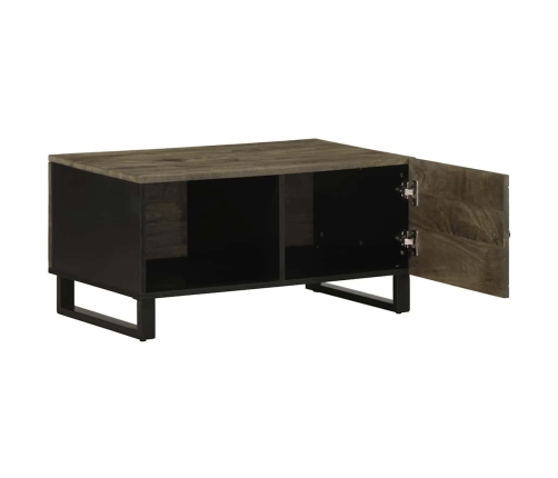 Mesa de centro madera maciza de mango negra 80x50x40 cm