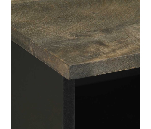 Mesita de noche de madera maciza de mango negra 40x33x46 cm