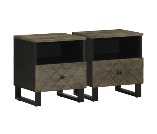 Mesitas de noche 2 uds madera maciza de mango negro 40x33x46 cm