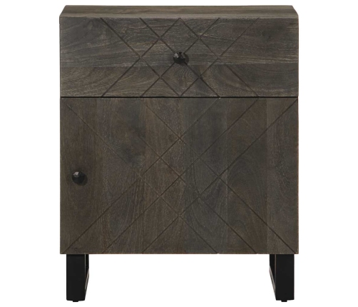 Mesita de noche madera maciza de mango negra 50x33x60 cm