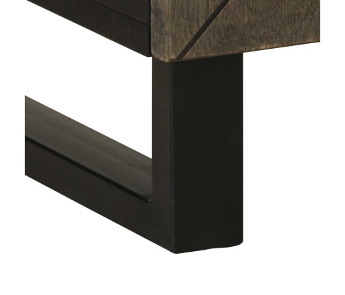 Mesita de noche madera maciza de mango negra 50x33x60 cm