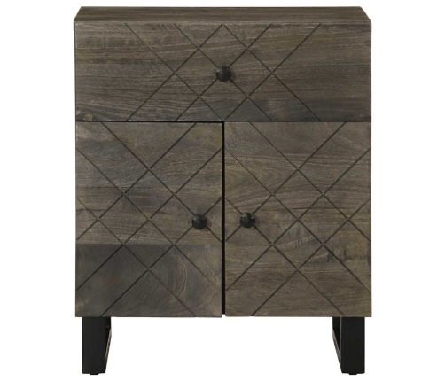 Mesita de noche madera maciza de mango negra 50x33x60 cm