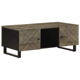 Mesa de centro madera maciza de mango negra 100x54x40 cm