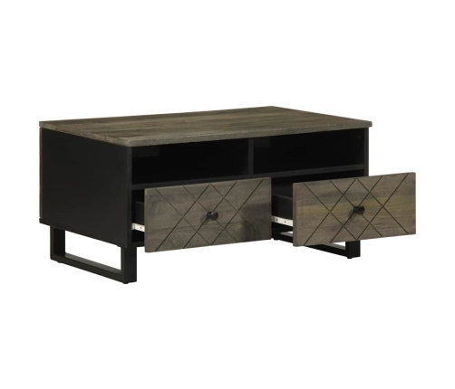 Mesa de centro madera maciza de mango negra 80x54x40 cm