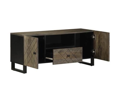 Mueble de TV madera maciza de mango negro 105x33x46 cm