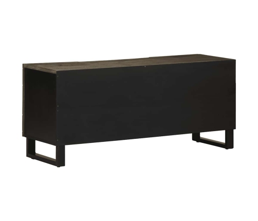 Mueble de TV madera maciza de mango negro 105x33x46 cm