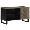 Mueble de TV madera maciza de mango negro 80x33x46 cm