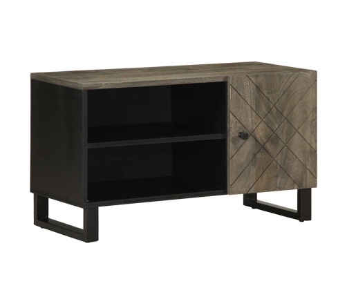 Mueble de TV madera maciza de mango negro 80x33x46 cm