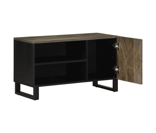 Mueble de TV madera maciza de mango negro 80x33x46 cm