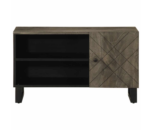 Mueble de TV madera maciza de mango negro 80x33x46 cm