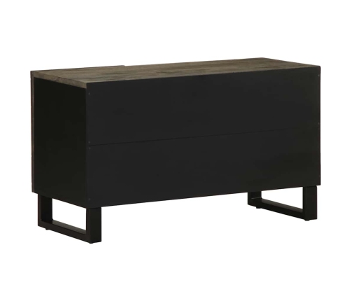 Mueble de TV madera maciza de mango negro 80x33x46 cm