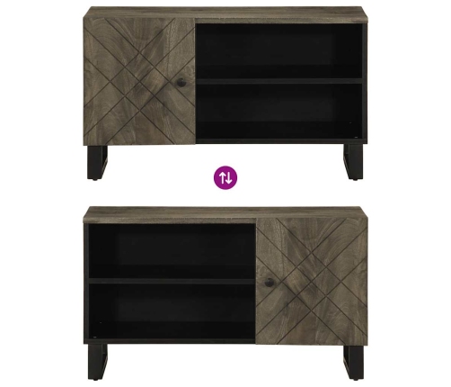 Mueble de TV madera maciza de mango negro 80x33x46 cm