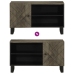 Mueble de TV madera maciza de mango negro 80x33x46 cm