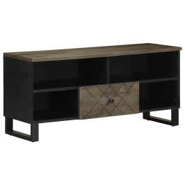 Mueble de TV madera maciza de mango negro 100x33x46 cm