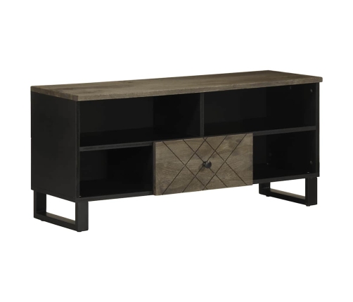 Mueble de TV madera maciza de mango negro 100x33x46 cm