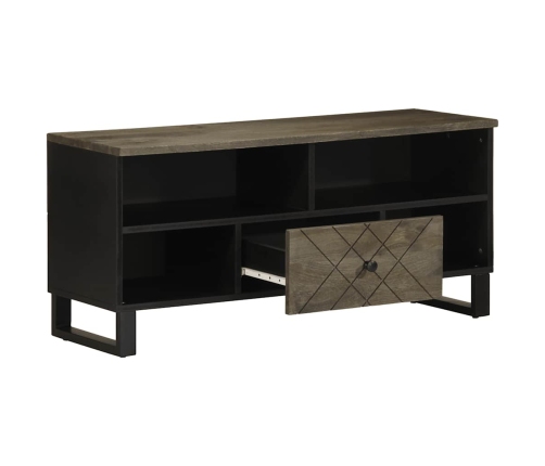 Mueble de TV madera maciza de mango negro 100x33x46 cm