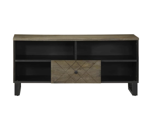 Mueble de TV madera maciza de mango negro 100x33x46 cm