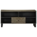 Mueble de TV madera maciza de mango negro 100x33x46 cm