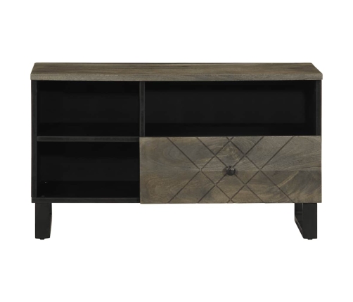 Mueble de TV madera maciza de mango negro 80x33x46 cm