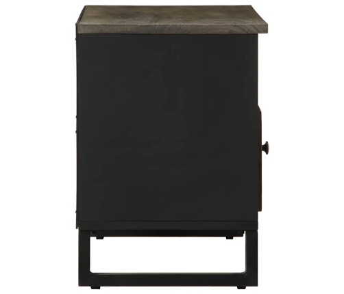 Mueble de TV madera maciza de mango negro 80x33x46 cm