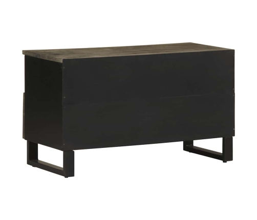 Mueble de TV madera maciza de mango negro 80x33x46 cm