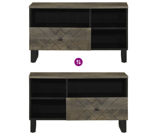 Mueble de TV madera maciza de mango negro 80x33x46 cm