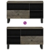 Mueble de TV madera maciza de mango negro 80x33x46 cm