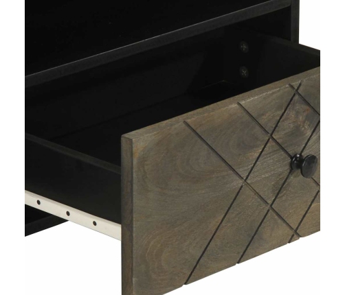 Mueble de TV madera maciza de mango negro 80x33x46 cm