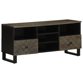 Mueble de TV madera maciza de mango negro 100x33x46 cm