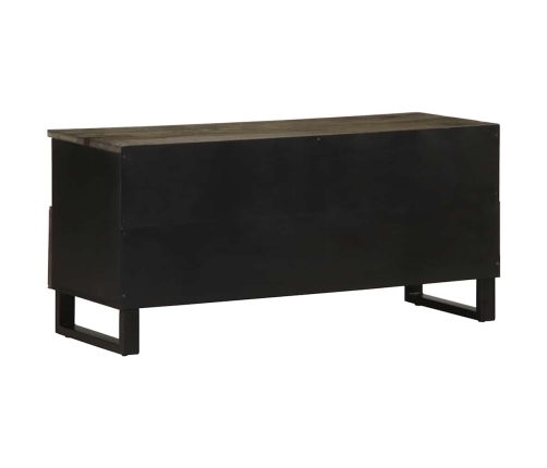 Mueble de TV madera maciza de mango negro 100x33x46 cm