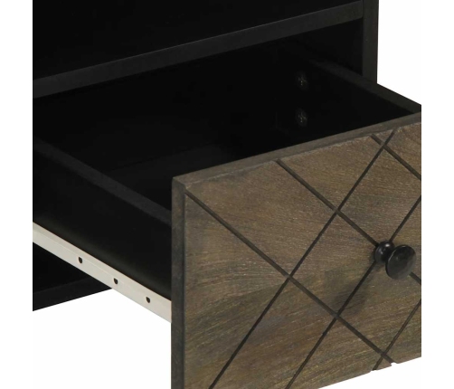 Mueble de TV madera maciza de mango negro 100x33x46 cm