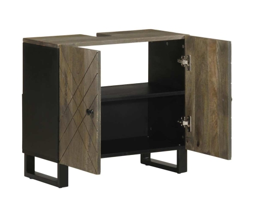 Mueble para lavabo de madera maciza de mango negro 62x33x58 cm