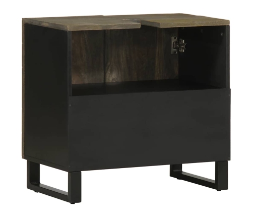 Mueble para lavabo de madera maciza de mango negro 62x33x58 cm