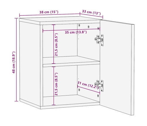 Mueble de baño de pared de madera maciza mango negro 38x33x48cm