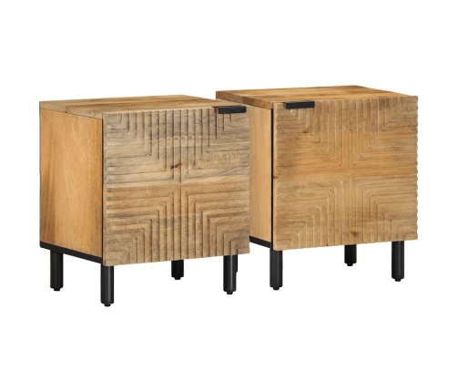 Mesitas de noche 2 uds madera maciza de mango marrón 40x33x46cm