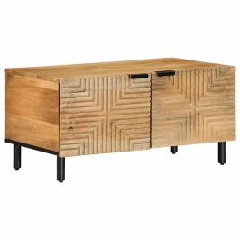 Mesa de centro marrón 80x50x40 cm madera maciza mango