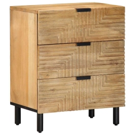 Mesita de noche madera maciza de mango 50x33x60 cm marrón