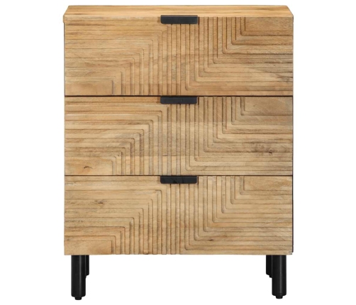 Mesita de noche madera maciza de mango 50x33x60 cm marrón